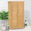 TOPMAX Wooden Garden Shed 3-tier Patio Storage Cabinet Outdoor Organizer Wooden Lockers with Fir Wood (Natural Wood Color -Shutter Design) - as Pic