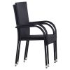 Stackable Patio Chairs 2 pcs Poly Rattan Black - Black