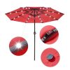 9Ft 3-Tiers 24LEDS Patio Umbrella Red