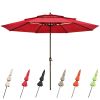 11Ft 3-Tiers Patio Umbrella Red - As Picture