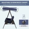 Outdoor Patio Swing Chair (Swiship ship)( Prohibited by WalMart ) - Brown Frame, Dark Blue Cushions