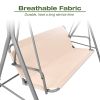 Bosonshop 3 Person Outdoor Porch Patio Swing Chair with Stand and Waterproof Canopy All Weather Resistant Swing Bench;  Beige - KM3450