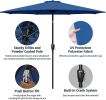 Simple Deluxe 9ft Outdoor Market Table Patio Umbrella with Button Tilt, Crank and 8 Sturdy Ribs for Garden, Blue - as Pic