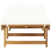 Folding Sun Lounger with Cushion Solid Acacia Wood - Brown