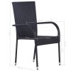 Stackable Patio Chairs 2 pcs Poly Rattan Black - Black