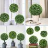 Artificial Boxwood Topiary Ball;  Indoor Outdoor Artificial Plant Ball Wedding Party Decoration (Ball with White Flower) - 15‘’