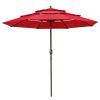 10Ft 3-Tiers Patio Umbrella Red - As Picture