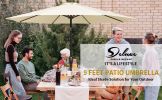 Simple Deluxe 9ft Outdoor Market Table Patio Umbrella with Button Tilt, Crank and 8 Sturdy Ribs for Garden, Beige - as Pic