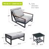 Recliner Patio Chair with Cushions and Ottoman,Waterproof Fabric Soft Cushions with Aluminium Frame - as Pic