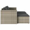 5 Piece Patio Sofa Set with Cushions Gray Poly Rattan Acacia - Gray