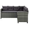 6 Piece Patio Lounge Set with Cushions Poly Rattan Gray - Grey