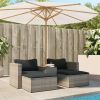 5 Piece Patio Sofa Set with Cushions Gray Poly Rattan Acacia - Gray