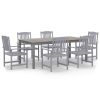 7 Piece Patio Dining Set Solid Wood Acacia Gray - Gray