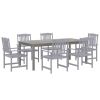 7 Piece Patio Dining Set Solid Wood Acacia Gray - Gray