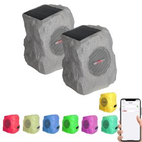 5 Core Outdoor Speakers Bluetooth Waterproof Linkable TWS 10W RMS Pool Patio Garden Wireless Subwoofer Outside Solar Rock Speaker w LED Light All Seas (size: GRDNSPK SP GRY 1PC)