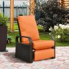 Outdoor Recliner Chair;  Automatic Adjustable Wicker Lounge Recliner Chair with 5.12'' Thicken Cushion